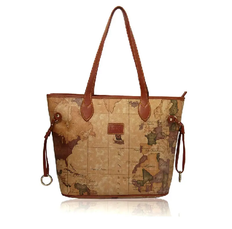 2016 new arrival vintage women's shoulder bag world map female bags rivet handbag free shipping # Map Of The World Shoulder Bag Map Of The World Shoulder Bag 2016 new arrival vintage women's shoulder bag world map female bags rivet handbag free shipping #