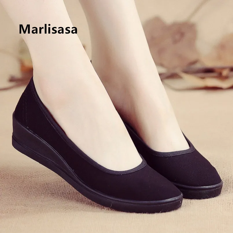 

Marlisasa Chaussures Plates Femmes Women Cute Comfortable High Quality Wedge Heel Nurse Shoes Female Black Work Shoes F2190