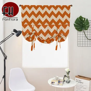

New North Europe Geometric Pattern Roman Curtains For Living Room Bedroom Blackout Short Curtains Window Treatment Panel Rope