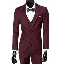 Для мужчин Костюмы Один пряжка пользовательские Костюмы куртка торжественное платье мужской костюм комплект Для мужчин Нарядные Костюмы для свадьбы жениха Смокинги для женихов(куртка+ Брюки для девочек+ жилет
