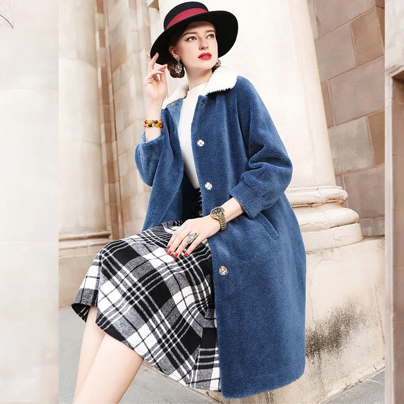 Chaud Veste Femmes Manteau 2018 beige Fourrure De Parka Blue Avec Vêtements Épais Pa47012 Long Largerlof TxvzZC