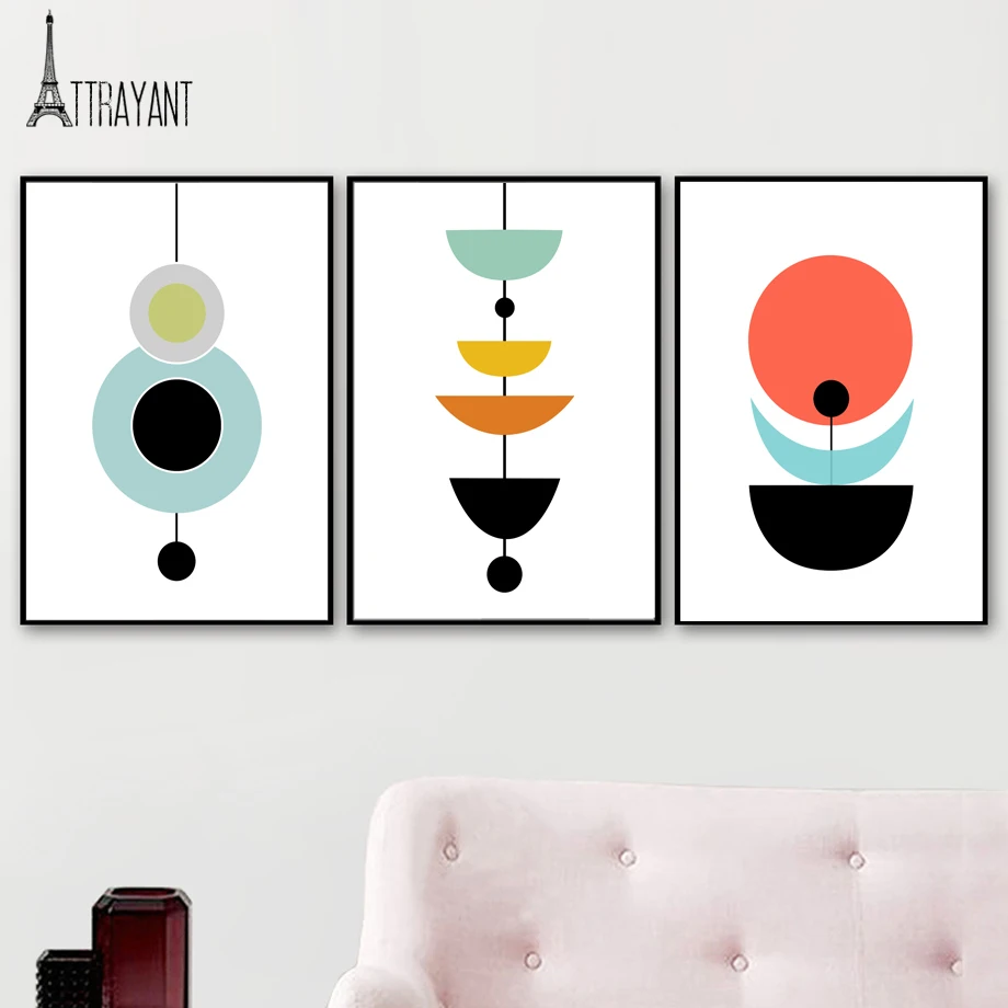 

Abstract Geometric Clock Lamp Flower Nordic Posters And Prints Wall Art Canvas Painting Wall Pictures For Living Room Home Decor