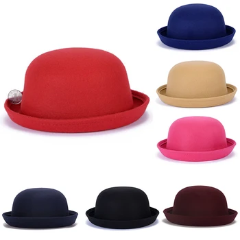 

NIBESSER Vintage Retro Hats Dome Cap Adult Children Fedoras Children Dress Hats Kids Caps Imitation Wool Hat