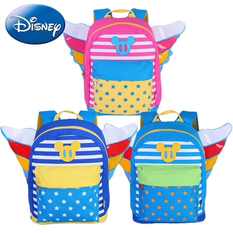 

2018 Disney Kids Cartoon Backpack Angel Design Children School Bags Cute Color Minnie Mickey Baby Girl Boy Kindergarten Book Bag
