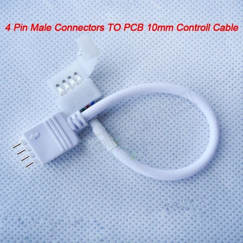 

Free shipping 10/20/50/100 pcs/pack 4 Pin Male Connector Cable to 10mm 4PIN PCB Controll Cable for Flexible 5050 RGB LED Strip