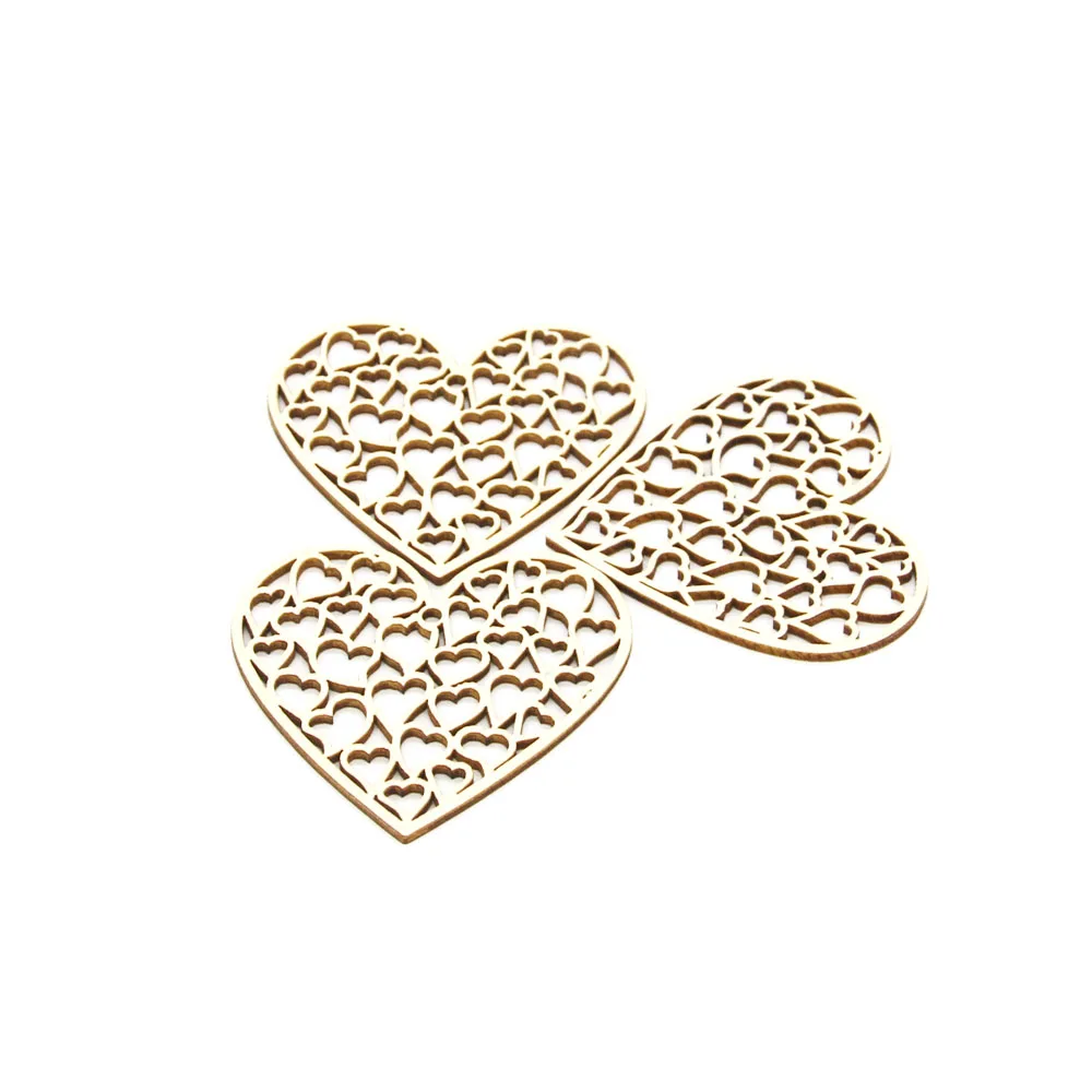 10x Vintage Wood Hanging Hearts Tags with Twine Chic Shabby Wedding Decor DIY
