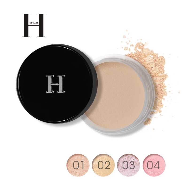 

HENLICS 4colors Loose Powder Face Makeup Powder Foundation Waterproof Matte Powder Palette Contour Powder with Puff