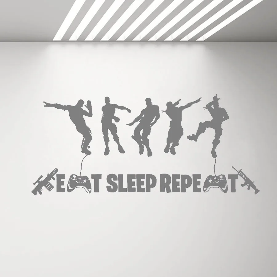 Eat Sleep Repeat X-Box настенное украшение для мальчиков Спальня Floss танцор игра Цитата Наклейка на стену персонаж настенные наклейки с росписью наклейки D894