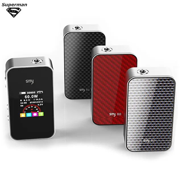 100% оригинал sub two smy 60 5-60 Вт мощность box mod оптовая smy 60 Вт мод е сигарета menchanical мод Цветной ЖК-экран свободный корабль