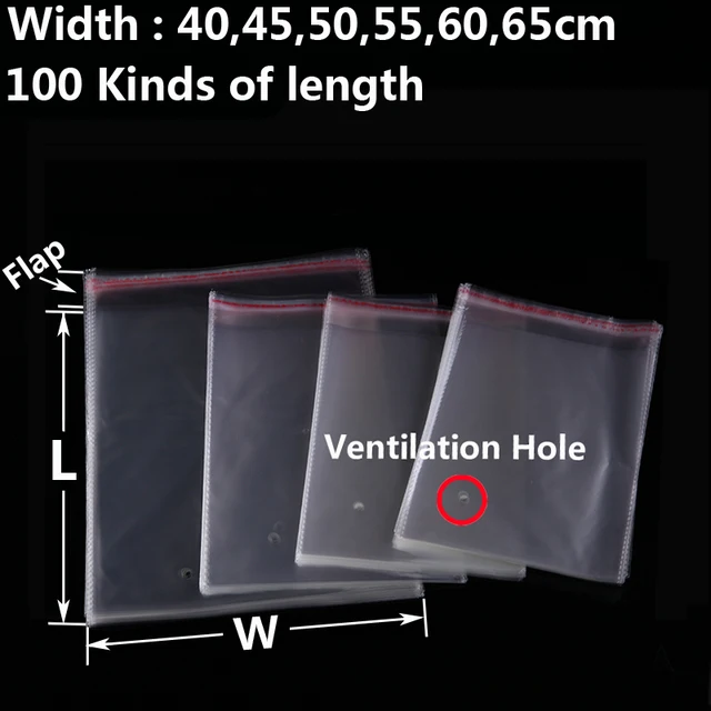 Large Clear Self Adhesive Seal Plastic Bags Transparent Packaging Bags Self Sealing OPP Poly Bag