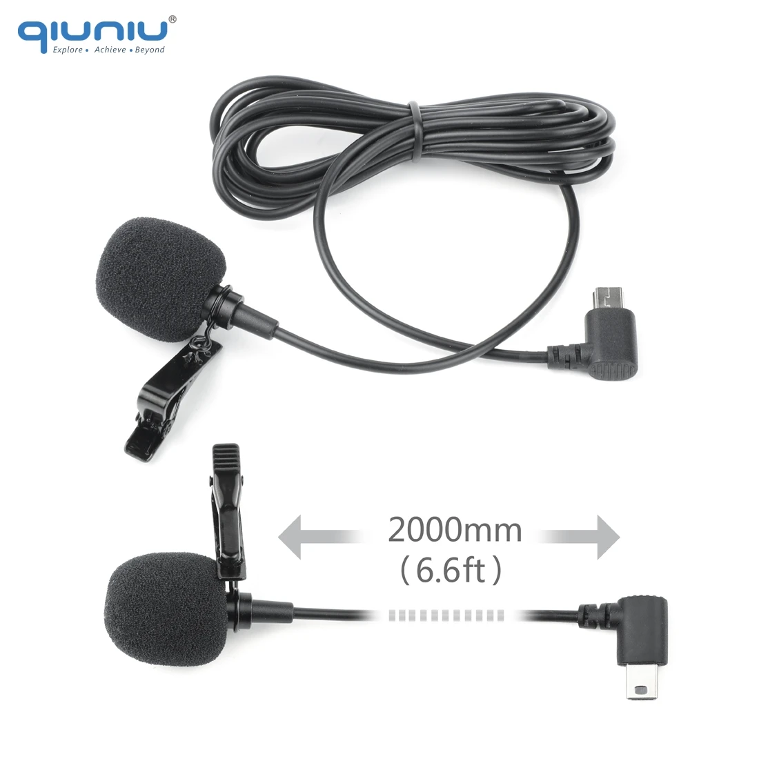 QIUNIU 2 м внешний микрофон со стандартной рамкой крепление защитный корпус чехол для GoPro Hero 3 3+ 4 Go Pro 4 аксессуары