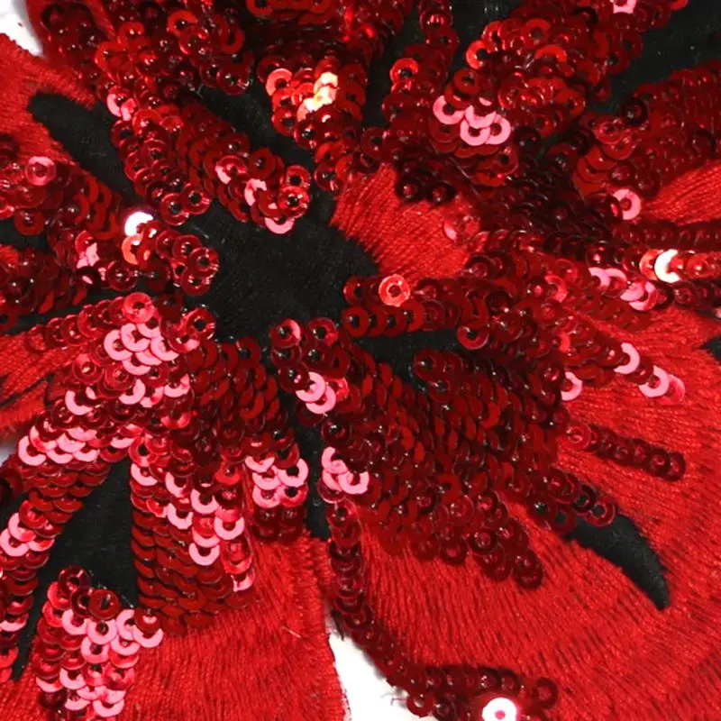 1 шт. красный цветок блестки патчи для футболки одежда пришить Аппликация аксессуары для одежды Diy украшения одежды дизайн патч