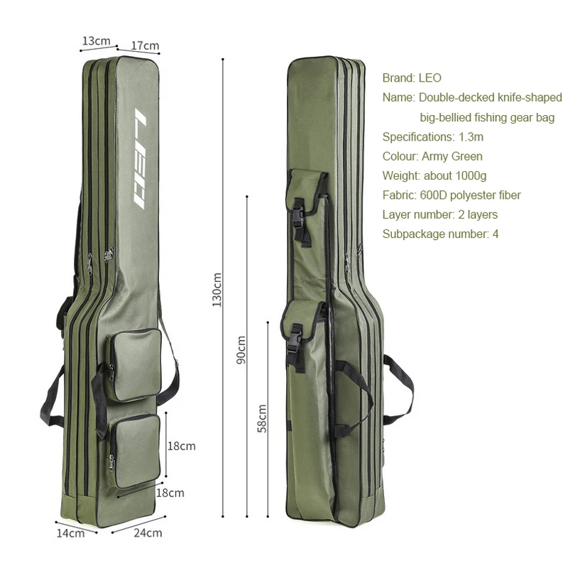 Новые Leo сумки для рыбалки 130 см складные многофункциональные сумки для рыбалки сумки для удочек чехол на молнии сумки для рыболовных снастей сумка держатель