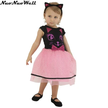 

1-4T Cat Girl New Fashion Princess Aurora Costume Dress up Clothes Baby Girl Beauty Halloween Cosplay Pink Dress