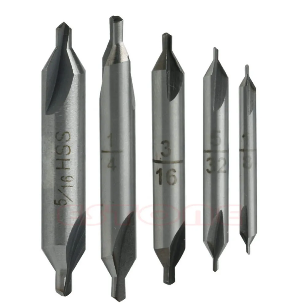 5Pcs 60 degree HSS Center Spotting Drill Bits Combined Countersink High