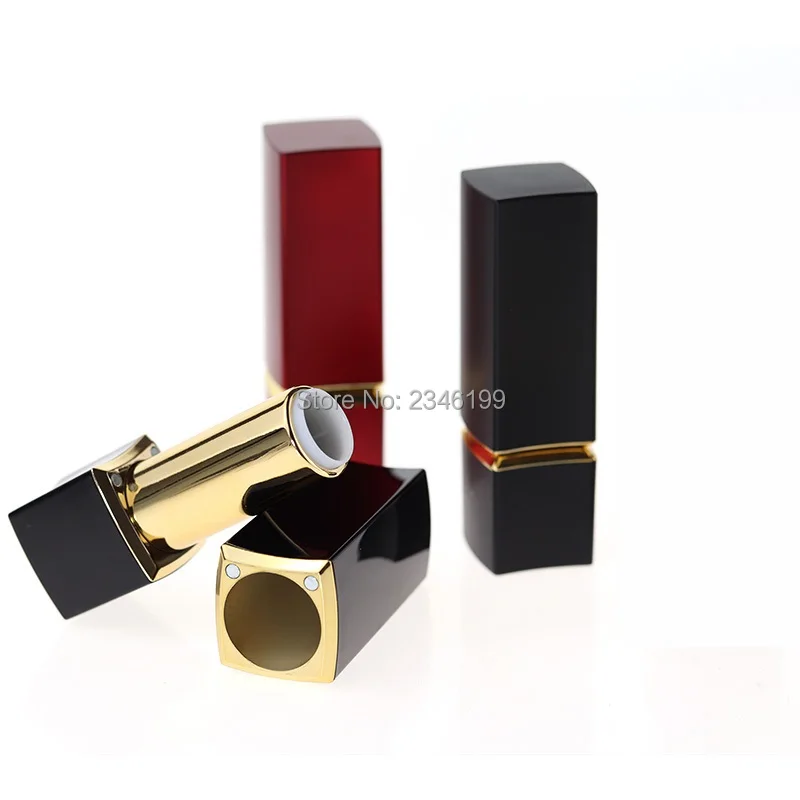 

12.1mm Red Empty Lipstick Tube Black Magnetic Lip Balm Container Plastic Square Lip Rouge Filler Bottle Cosmetic Packaging 30pcs