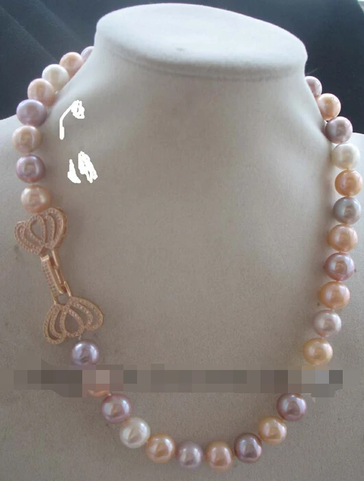

08150 freshwater pearl multicolor AA necklace 11-12mm 18" nature (A0502)