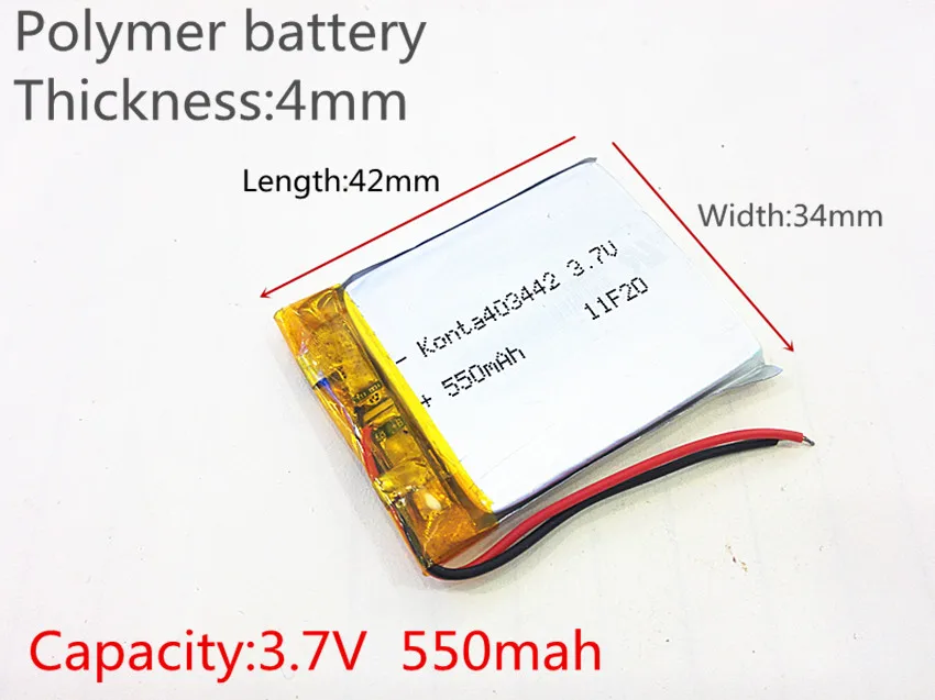 3 7 V 550mAh 403442 литий полимерный ионный аккумулятор для Mp3 MP4 MP5 GPS PSP mobile bluetooth|lithium