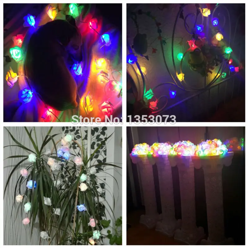 Rose Multicolor LED String Lights LED Rope Christmas Garlands Holiday Light Wedding Lantern Lighting 1-6