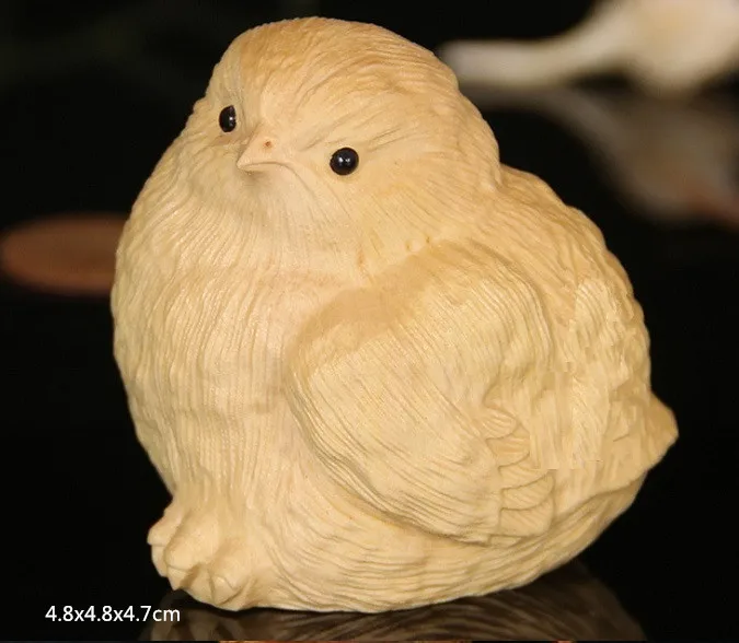 

Miniature Natural wood carvings chick chicken figurine home decoration 4.8x4.8x4.7ccm