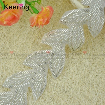

Beautiful 5cm Width Leaf Design Glass Pipe Beaded Fringe Trim WRA-901