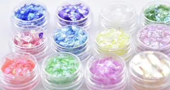

12 Colors Holographic Glitter Flakes Iridescent Nail Glass Glitter Flakes 12 Pots Iridescent Glitter Flakes Nail Art Flakes KD20