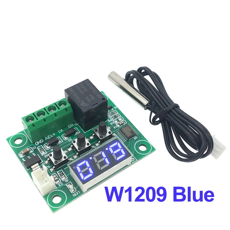 W1209 DC 12V LED Digital Thermostat Temperature Control Thermometer Thermo Controller Switch Module+ NTC Sensor - Цвет: W1209 Blue