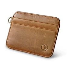 Натуральная кожа, кредитный держатель для карт, чехол для банковских карт, брелок для ключей, мини карточный кошелек, тонкий, для мужчин, бизнес, ID карты, упаковка, наличный карман, дешево