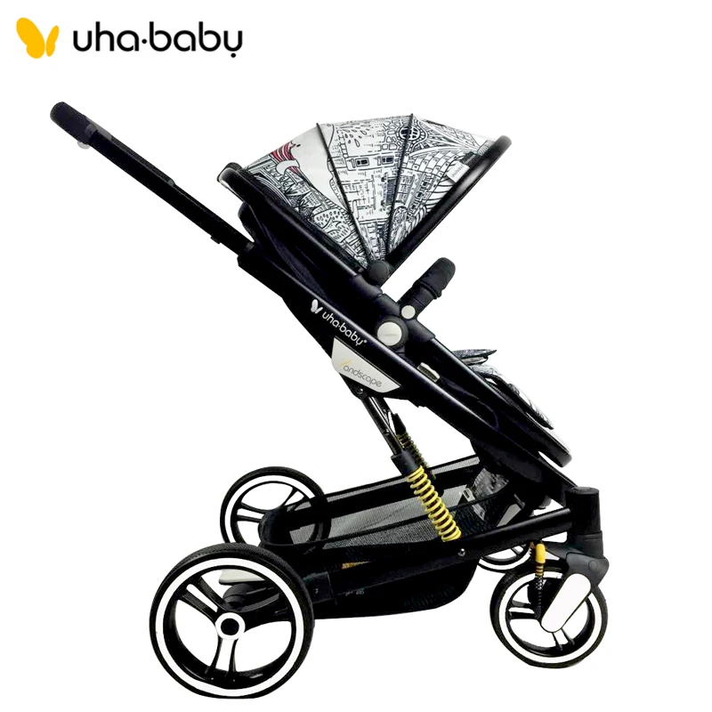 Бесплатная доставка модная детская коляска Uhababy складная с амортизаторами