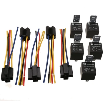 

5 Set 12V 40A 5 Pin 5 Pin Automotive Relay with Relay Socket Car Auto Relay Socket 5 Wire