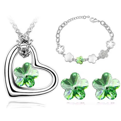 Комплект из колье серёг и браслета с кристаллами|necklace earrings bracelet|earrings braceletpendant jewelry