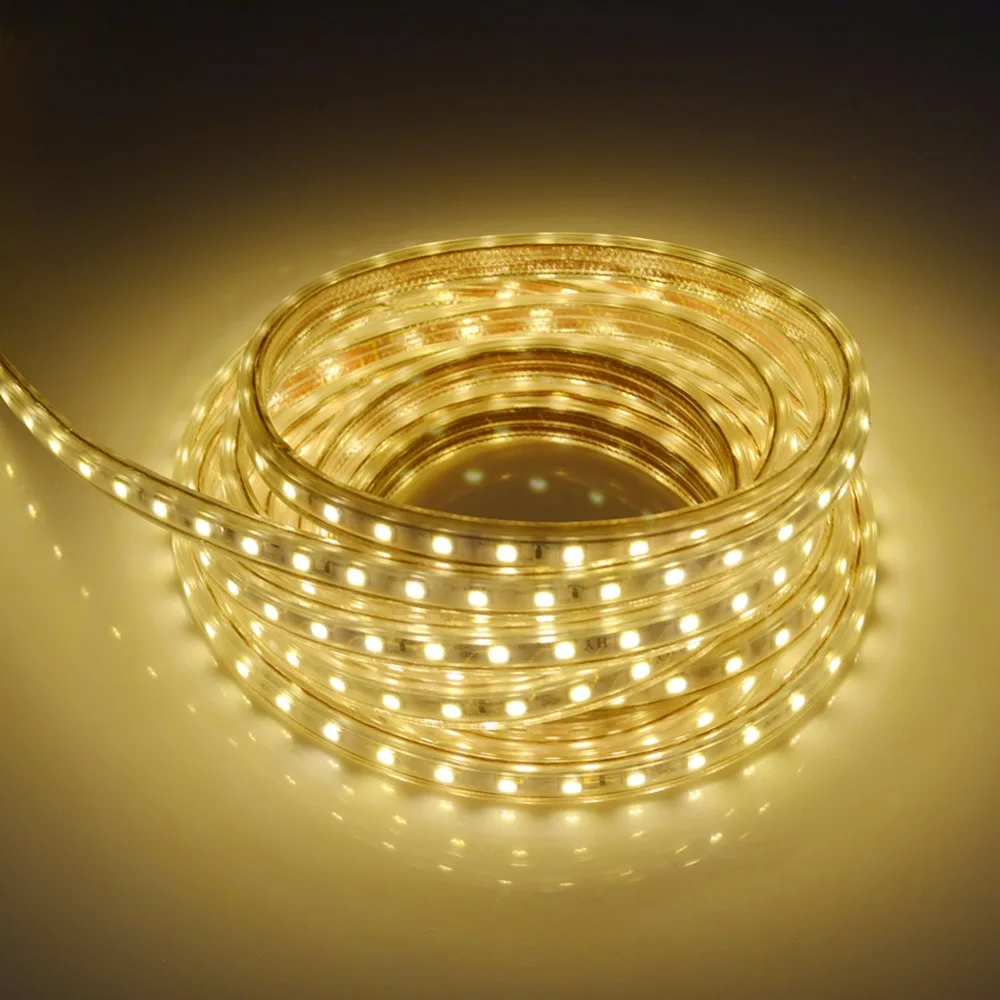 LED Light Strips Warterproof 60ledsm 220V Flexible Light Tape with EU plug Warm White for Outdoor Garden Car Kitchen (8)