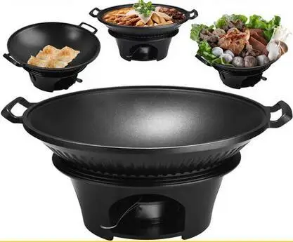 

Japanese non stick small hot pot household alcohol stove liquid solid kitchenware cooking tool small chafing dish wooden lid