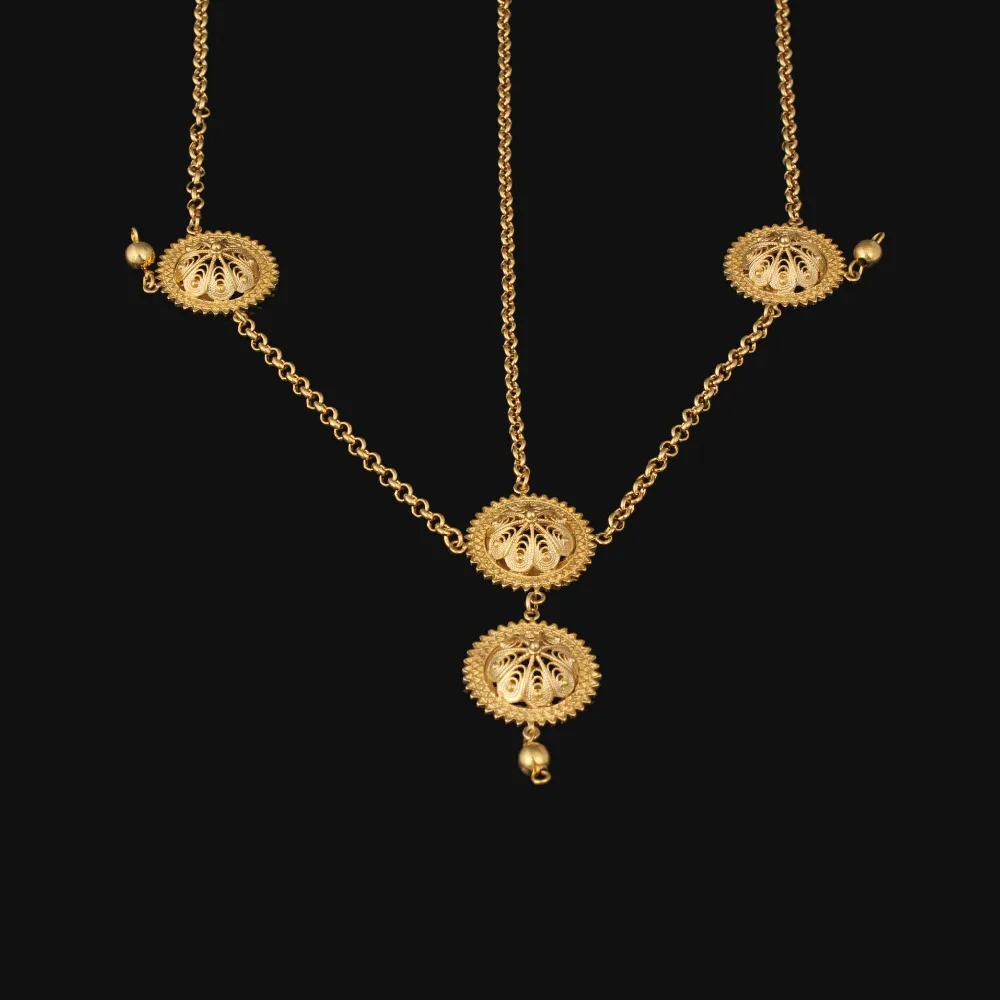 Newest Big Size Ethiopian Hair chain jewelry Gold Color African Bridal