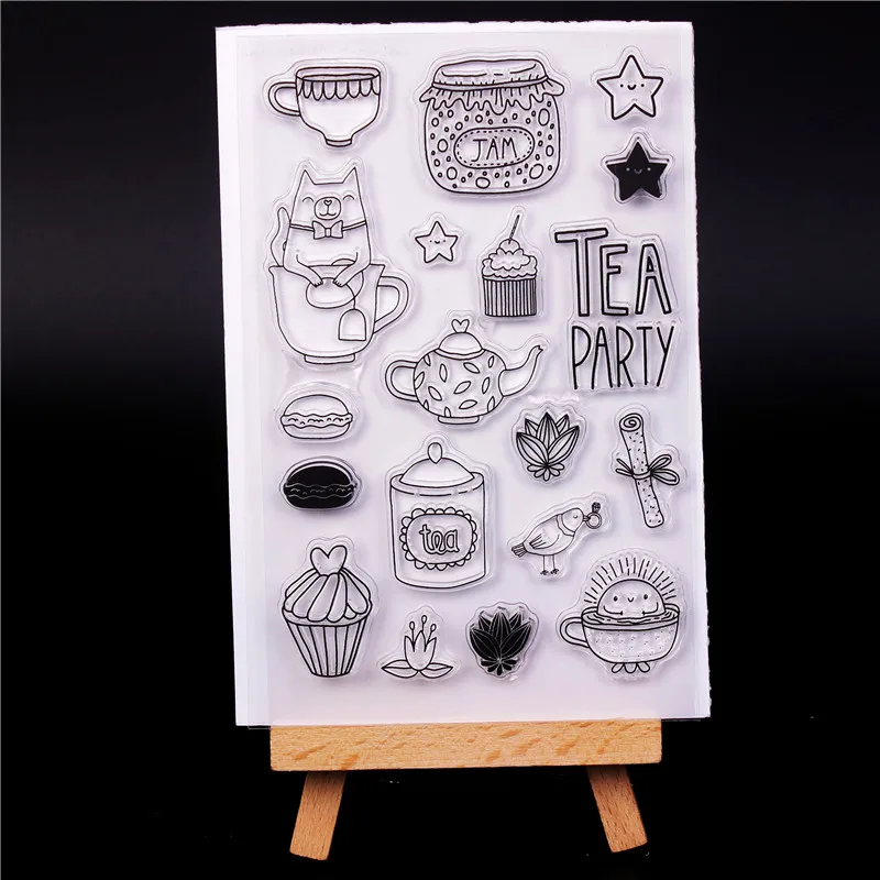 

Tea set Transparent Clear Silicone Stamp/Seal for DIY scrapbooking/photo album Decorative clear stamps
