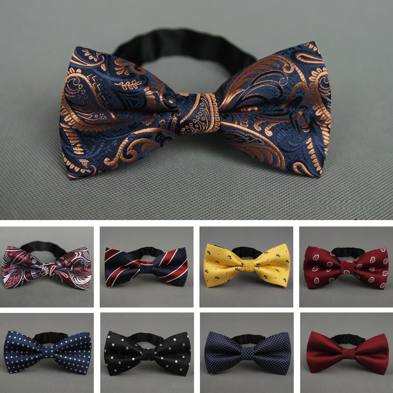 YISHLINE NEW Men's Bow Tie Gold Paisley Bowtie Business Wedding Bowknot Dot Blue And Black Bow Ties For Groom Party Accessories