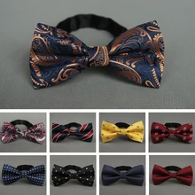 YISHLINE NEW Men's Bow Tie Gold Paisley Bowtie Business Wedding Bowknot Dot Blue And Black Bow Ties For Groom Party Accessories