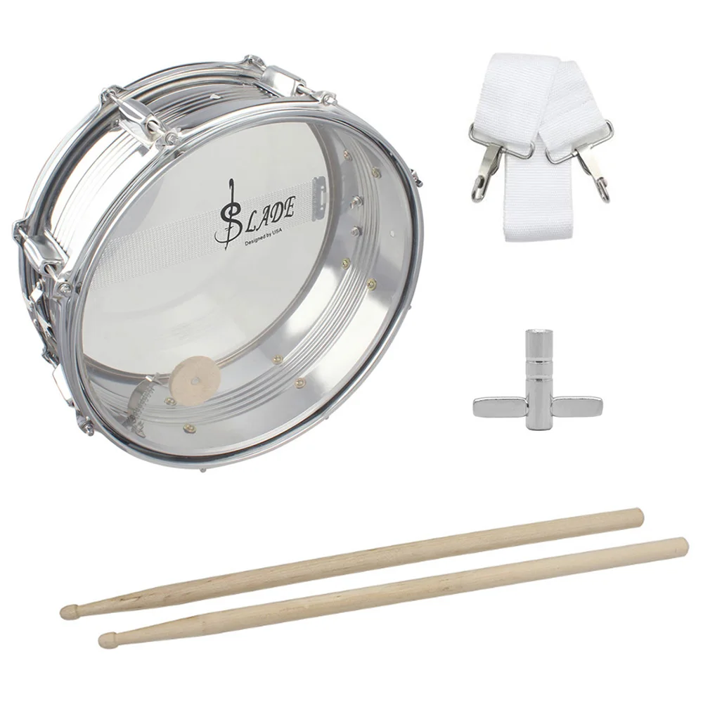 

SLADE 14 inch Snare Drum Transparent Drum 0.188mm Drum Skin Stainless Steel Musical Drum with Drumstick Strap Wrench Kids Toy