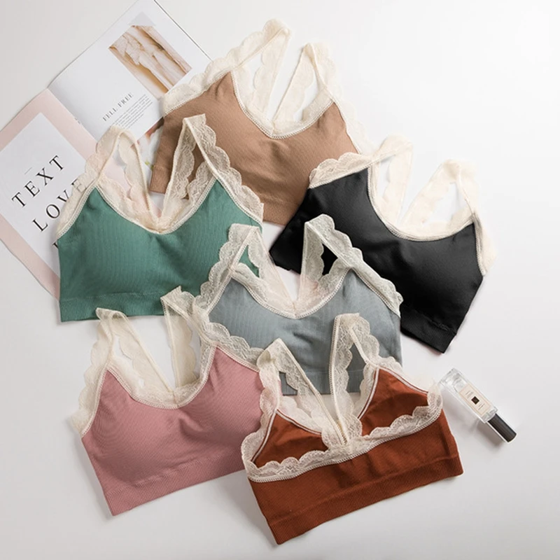 

Women Lace Bra Female Lace Strap Top Bra Summer Ladies Cotton Slim Camis Tops
