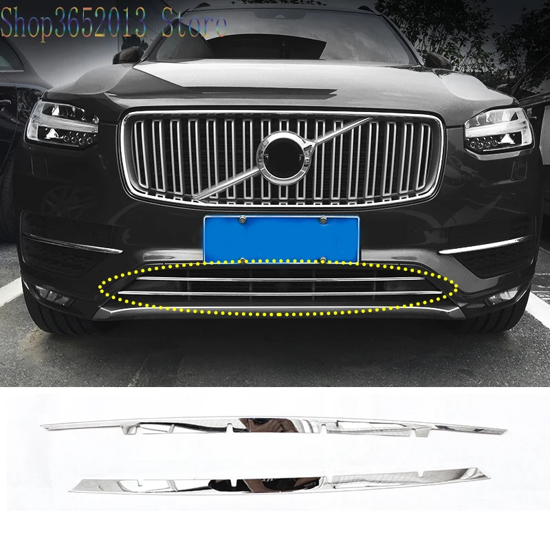 

For Volvo CX90 2017-2018 Stainless steel Front Bumper Lower part Grille Moulding cover trim strips Car Styling Accessories 2pcs