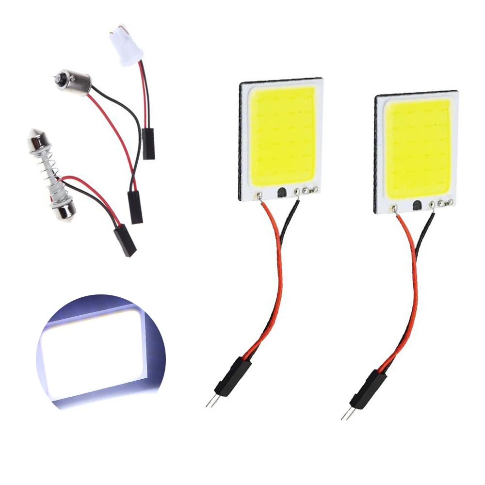 

Big Promotion!! 50PCS/Lot 24 SMD LED COB Chip 24LED 12V DC Dome Light T10 Festoon BA9S Adapters White Car Vehicle LED Panel Lamp