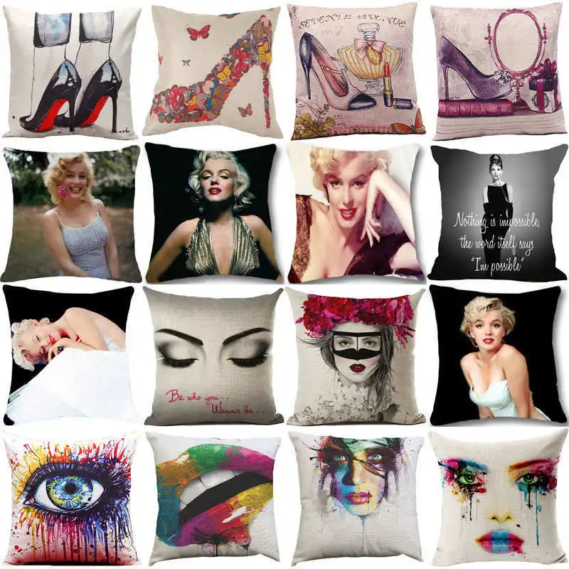 

Elegant Marilyn Monroe Decorative Cushion Cover Throw Pillow Cover Car sofa Home Decorative Cojines Christmas pillow case