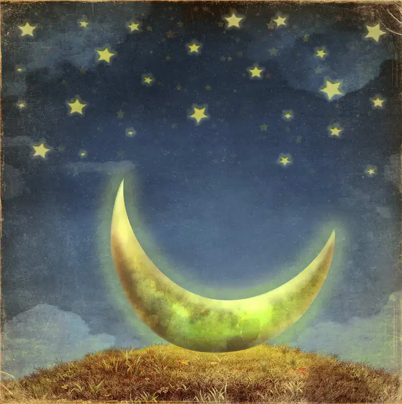 2003 19 De Réductiondoré Lune Avec Petite étoile Dessin Animé Style Photographie Décors Bleu Foncé Ciel Photo Arrière Plan Studio Accessoires