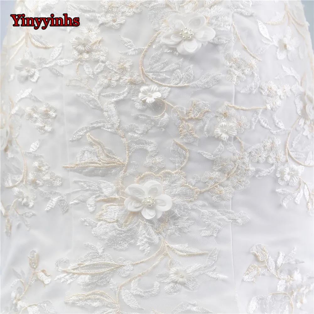 Yinyinhs принцесса кружева бусины винтажные Свадебные платья с длинным рукавом Новое поступление цветок ручной работы свадебное платье плюс размер GHS09