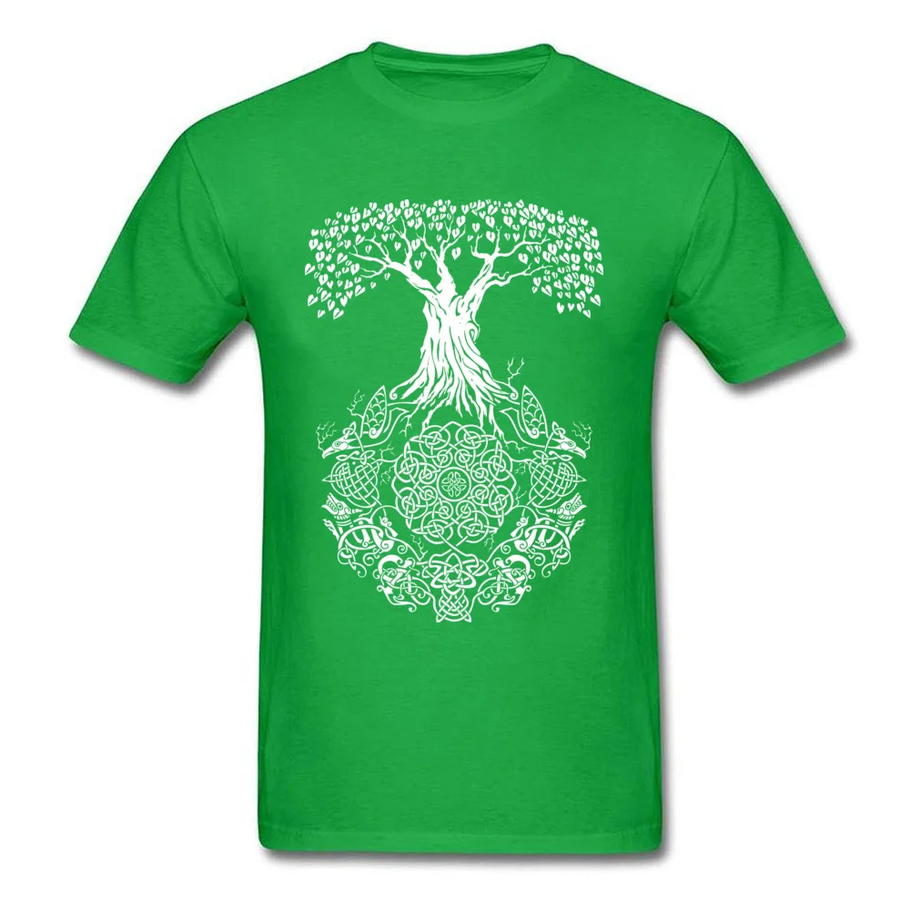 Tops Tees T-Shirt Yggdrasil Tree of Life NEW YEAR DAY Short Sleeve 100% Cotton Round Neck Men T Shirts 3D Printed Discount Yggdrasil Tree of Life green