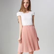 Модные женские Высокая талия плиссированные однотонные Цвет Длина эластичная юбка Акции Леди черный, Розовый Вечерние Повседневное юбки N113 Z44