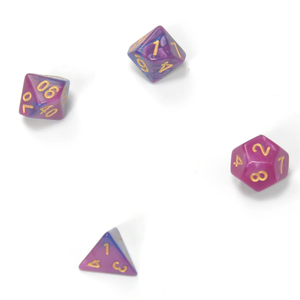 7 шт набор Игральный костей с Туманность эффект покер d & d4 d6 d8 d10 % d12 d20 многогранные