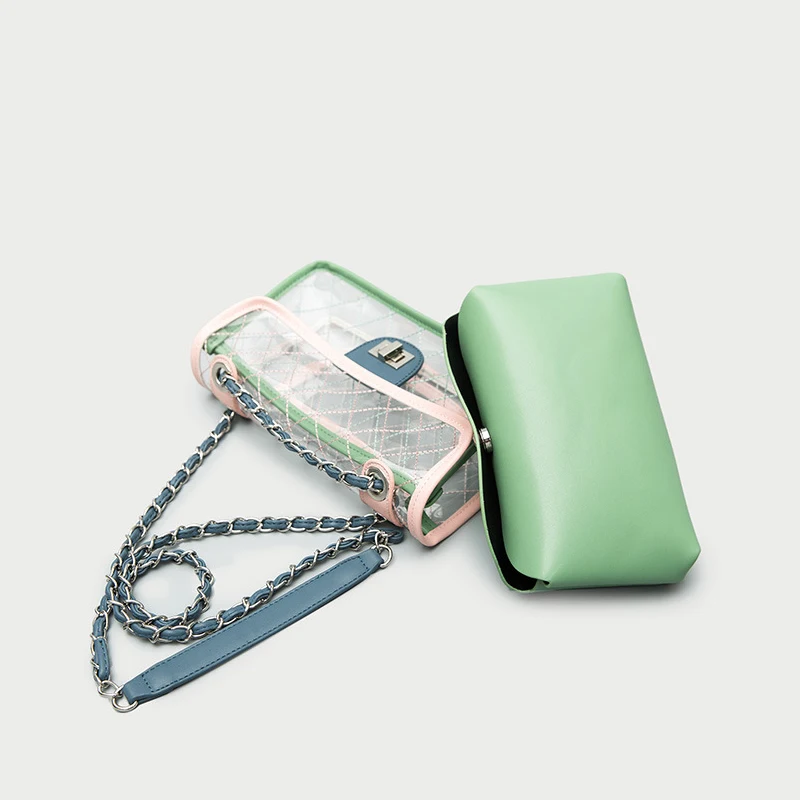 

Women 2 in 1 PVC Beach Transparent Jelly Bag Ladies Clear Makeup Clutch Crossbody Korean Style Luxury Shoulder Bag Sac A Main
