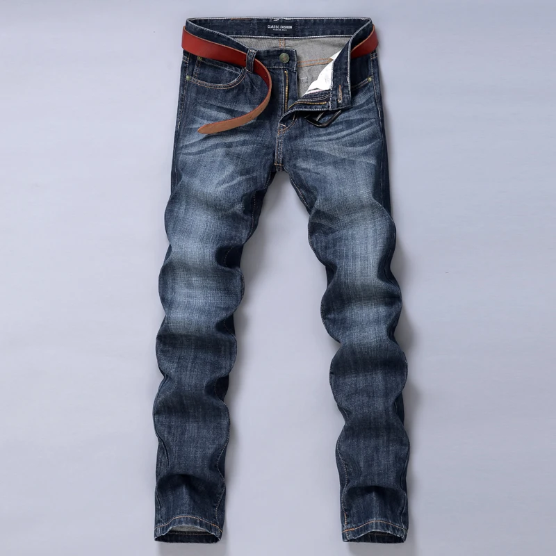 Good quality Men Classic style Slim Straight JEANS New Autumn Male Dark blue denim Pants Long