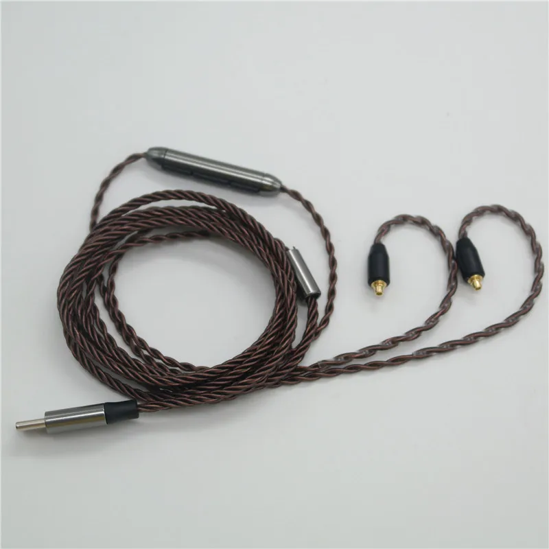 

LEORY TYPE C twisted transparent copper MMCX with strap tuning headphone Earphone Headset line SE535SE846UE900